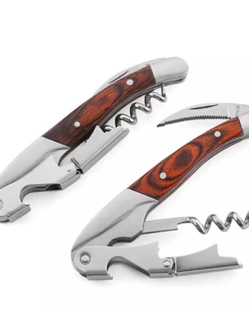Pack of 2 Professional Waiter's Wine Corkscrew Bottle Opener Double Hinged